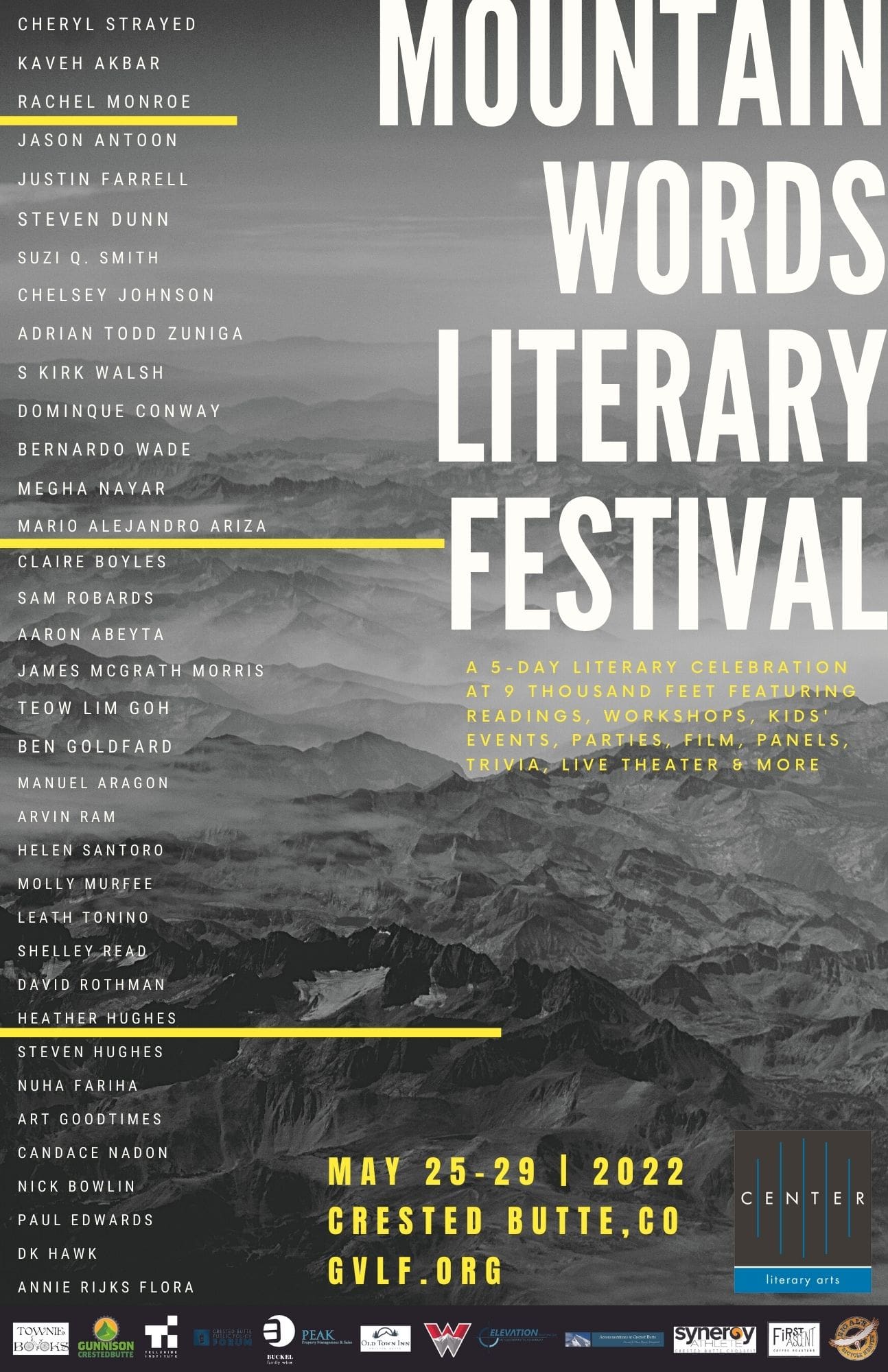 Announcing the 2022 Mountain Words Literary Festival - Center for the Arts  Crested Butte